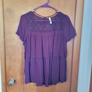 Burgundy Flowy Layered Top